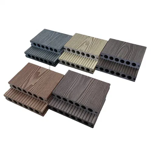 3D14025-2-SW dark grey waterproof flooring that looks like wood features round holes strong support clear wood grain and beautiful 3D effects