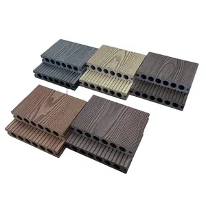 3D14025-2-SW dark grey waterproof flooring that looks like wood features round holes strong support clear wood grain and beautiful 3D effects
