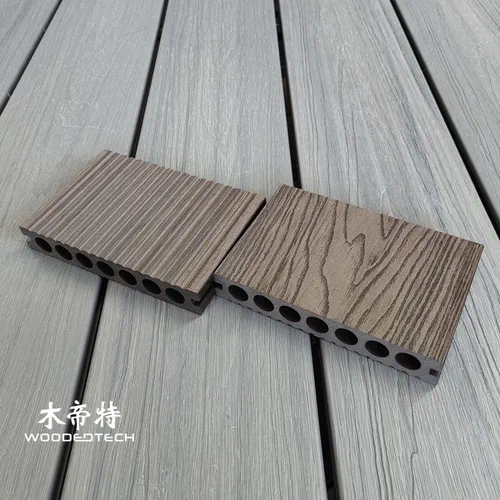 3D15023 coffee color plastic wood flooring is suitable for outdoor leisure areas of various street facing shopping malls