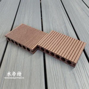 D14025-5 First Generation Large And Small Groove Redwood Color WPC Panel Material With Popular Outdoor Appearance