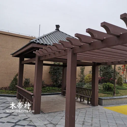 Integrated Wood Plastic Gazebo Attached to WPC Pergola for a Seamless Outdoor Look