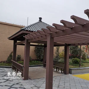 Integrated Wood Plastic Gazebo Attached to WPC Pergola for a Seamless Outdoor Look