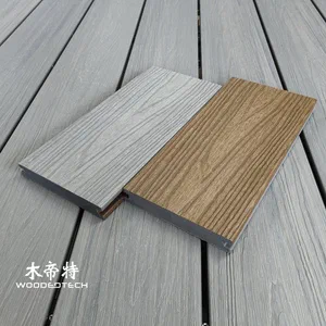 Second Generation Two Color Co Extruded 3D Embossed 3DGD14023S Composite Wood Deck Boards Feature an Extremely Realistic Antique Wood and Teak Grain Texture