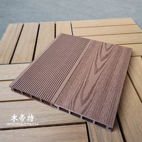 Walnut D14025-4 Plastic Wood Flooring Outdoor Combines Low Cost Stable Quality and Twenty Years of Proven Market Success